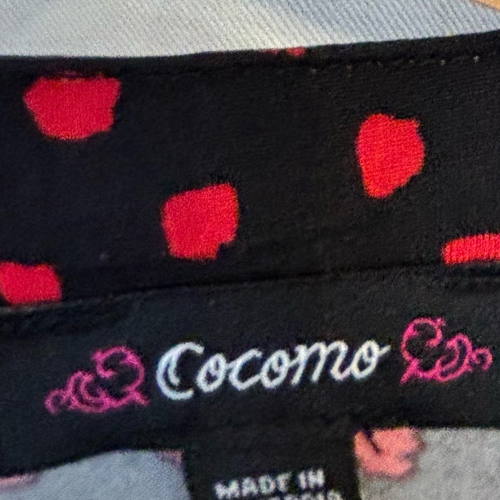 Cocomo Red and Black 3/4 Sleeve Blouse with Mandarin Collar - Picture 4 of 4